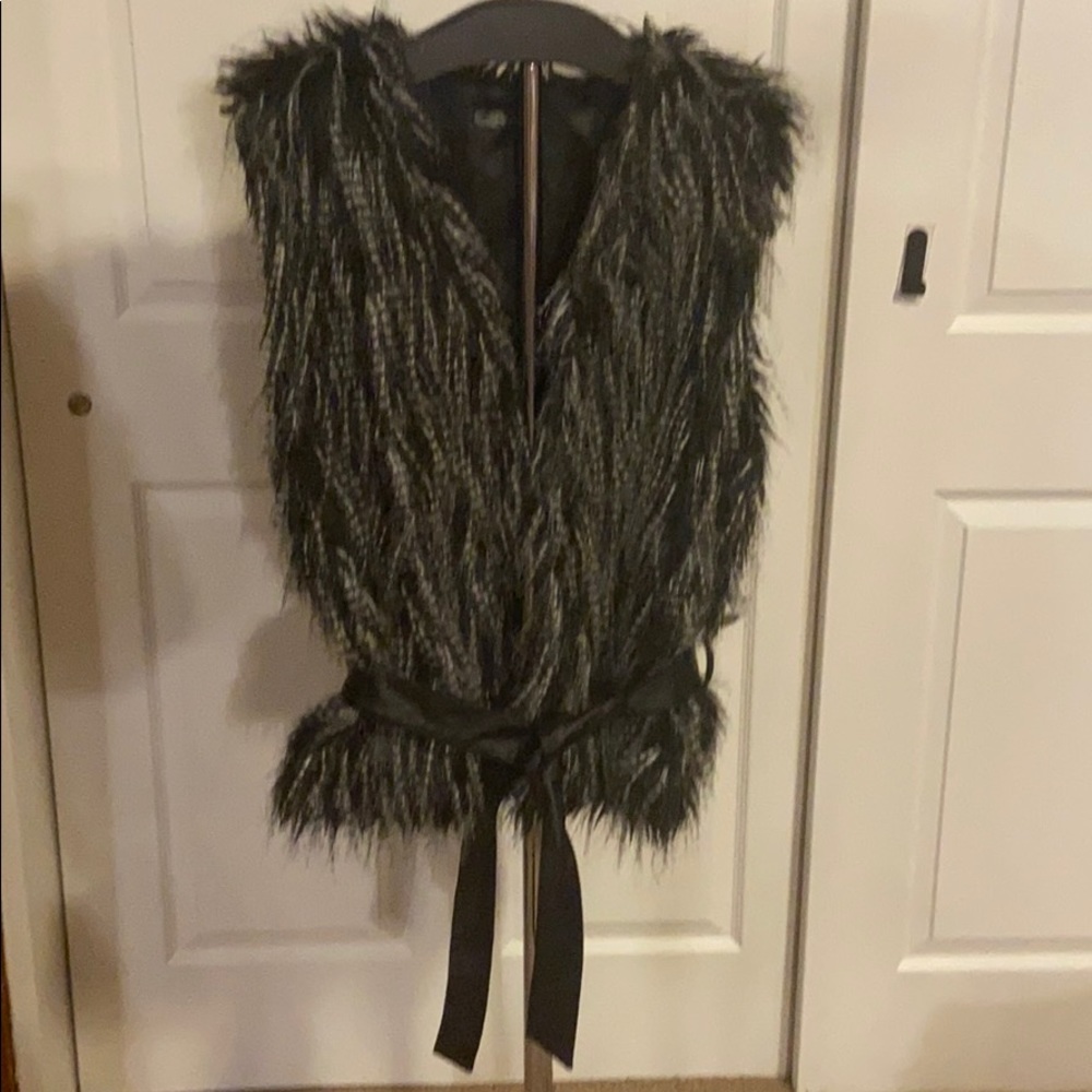 Lane Bryant Black/White Feather Vest